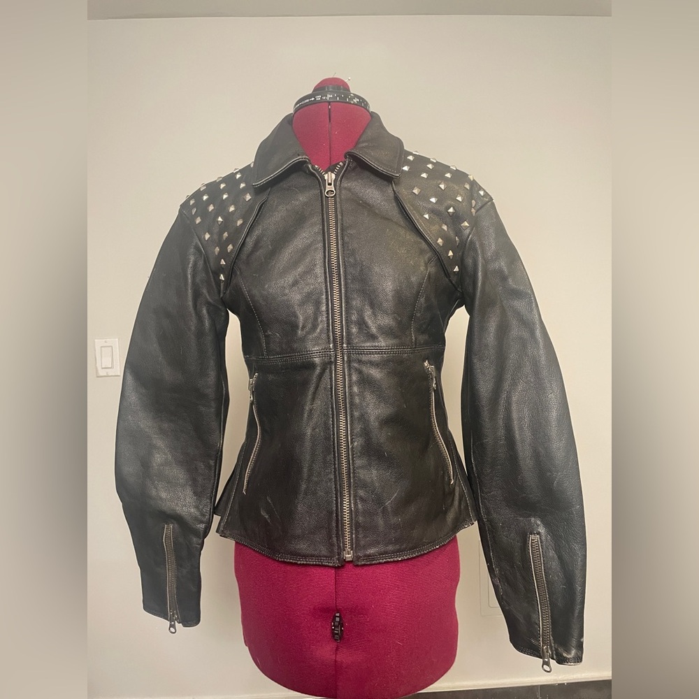VINTAGE STELLA STUDDED LEATHER PUNK JACKET